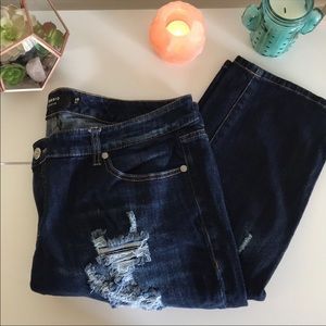 Woman’s distressed jeans